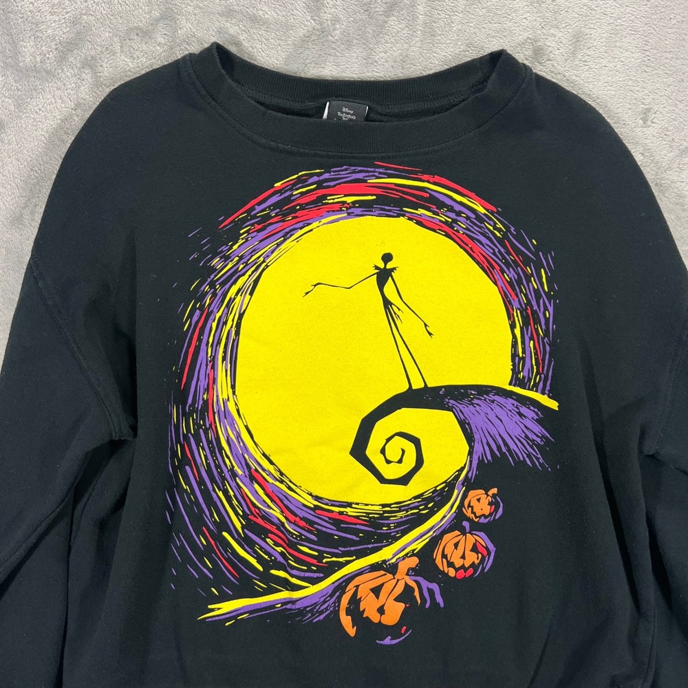 Disney Nightmare Before Christmas Sweatshirt Womens‎ Medium Black Graphic Stains